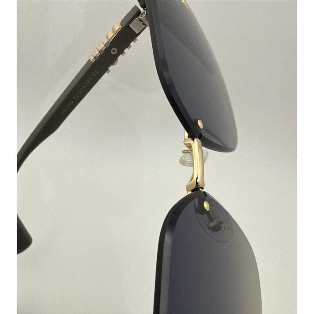 Miu Miu Aube Authentic Womens Sunglasses Black frameless Gold trim Gradient Lens
